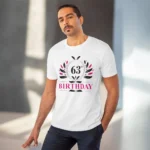 Men's PC Cotton 63rd Birthday Printed T Shirt (Color: White, Thread Count: 180GSM) - Image 6