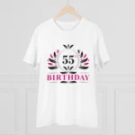 Men's PC Cotton 55th Birthday Printed T Shirt (Color: White, Thread Count: 180GSM) - Image 3