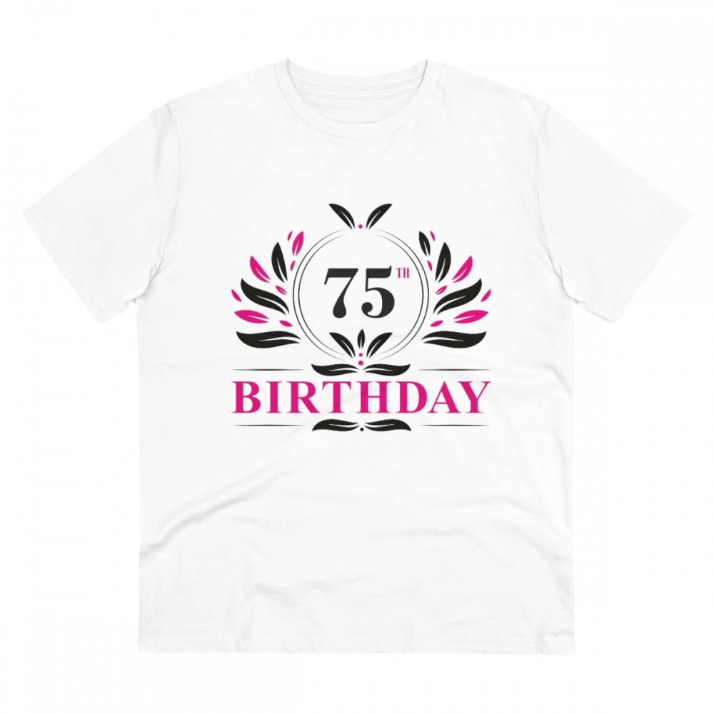 52060934383_8be69fbd19_o_d-1000x1000-1.webp Men's PC Cotton 75th Birthday Printed T Shirt (Color: White, Thread Count: 180GSM) - Image 1