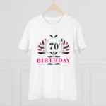 Men's PC Cotton 70th Birthday Printed T Shirt (Color: White, Thread Count: 180GSM) - Image 3
