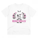 Men's PC Cotton 67th Birthday Printed T Shirt (Color: White, Thread Count: 180GSM)