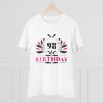 Men's PC Cotton 98th Birthday Printed T Shirt (Color: White, Thread Count: 180GSM) - Image 3