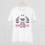 Men's PC Cotton 90th Birthday Printed T Shirt (Color: White, Thread Count: 180GSM) - Image 3