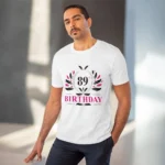 Men's PC Cotton 89th Birthday Printed T Shirt (Color: White, Thread Count: 180GSM) - Image 6