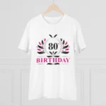 Men's PC Cotton 80th Birthday Printed T Shirt (Color: White, Thread Count: 180GSM) - Image 3