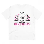 Men's PC Cotton 46th Birthday Printed T Shirt (Color: White, Thread Count: 180GSM)