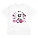 Men's PC Cotton 43rd Birthday Printed T Shirt (Color: White, Thread Count: 180GSM)