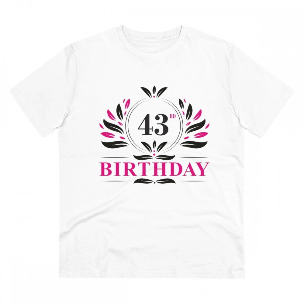 52061135764_053bdfbd54_o_d-1000x1000-1.webp Men's PC Cotton 43rd Birthday Printed T Shirt (Color: White, Thread Count: 180GSM) - Image 1