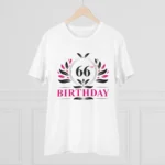 Men's PC Cotton 66th Birthday Printed T Shirt (Color: White, Thread Count: 180GSM) - Image 3