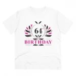 Men's PC Cotton 64th Birthday Printed T Shirt (Color: White, Thread Count: 180GSM)