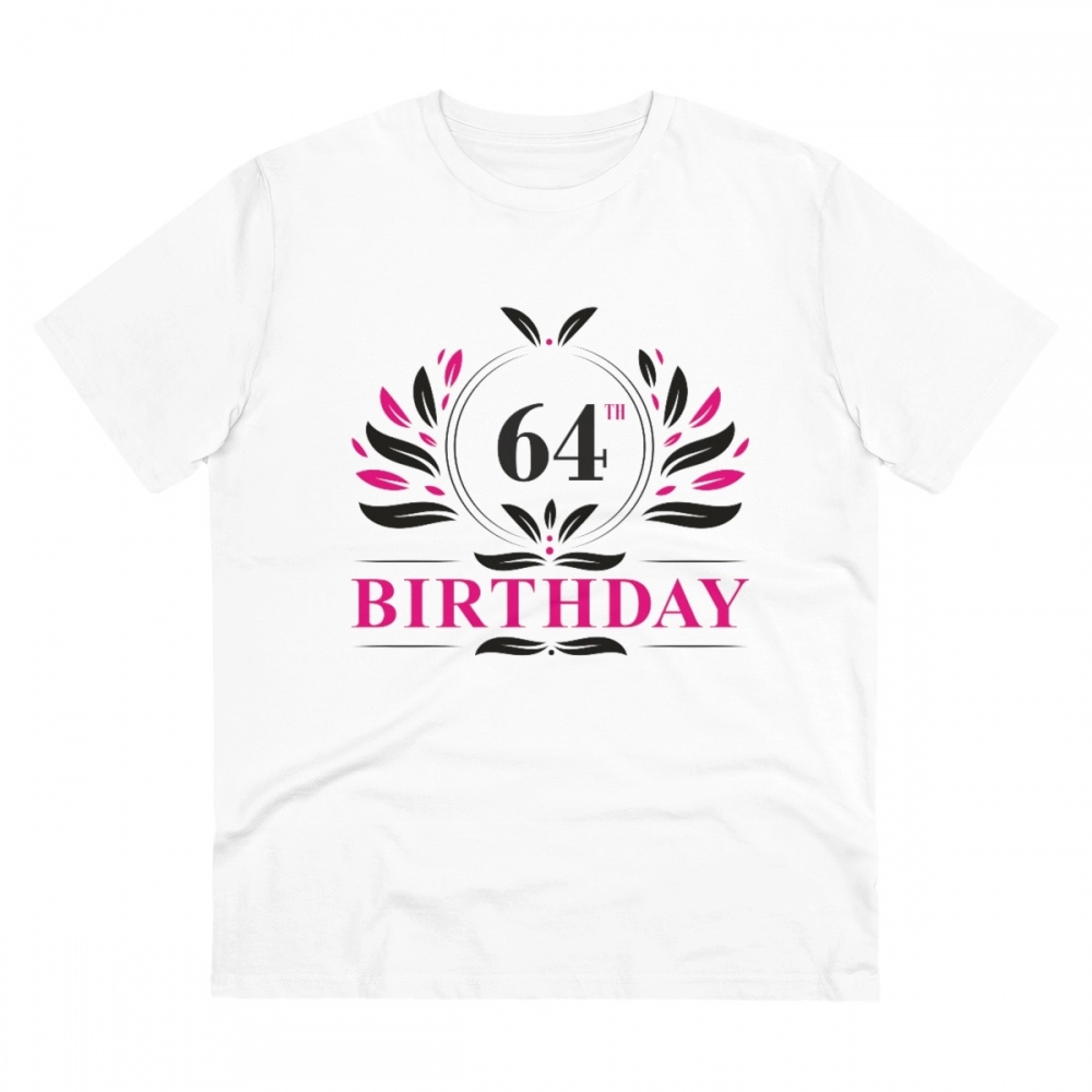 52061137534_e1121a87a8_o_d-1000x1000-1.webp Men's PC Cotton 64th Birthday Printed T Shirt (Color: White, Thread Count: 180GSM) - Image 1