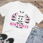 Men's PC Cotton 77th Birthday Printed T Shirt (Color: White, Thread Count: 180GSM) - Image 5