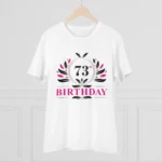 Men's PC Cotton 73rd Birthday Printed T Shirt (Color: White, Thread Count: 180GSM) - Image 3