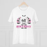 Men's PC Cotton 68th Birthday Printed T Shirt (Color: White, Thread Count: 180GSM) - Image 3