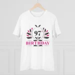 Men's PC Cotton 97th Birthday Printed T Shirt (Color: White, Thread Count: 180GSM) - Image 3