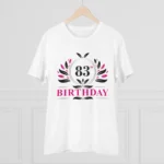 Men's PC Cotton 83rd Birthday Printed T Shirt (Color: White, Thread Count: 180GSM) - Image 3