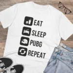 Men's PC Cotton Eat Sleep Pubg Repeat Printed T Shirt (Color: White, Thread Count: 180GSM) - Image 4