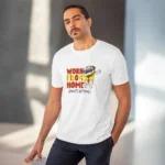 Men's PC Cotton Work From Home Desing Printed T Shirt (Color: White, Thread Count: 180GSM) - Image 6