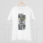 Men's PC Cotton With Great Beard Comes Printed T Shirt (Color: White, Thread Count: 180GSM) - Image 3