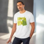 Men's PC Cotton Enjoying Life Printed T Shirt (Color: White, Thread Count: 180GSM) - Image 6