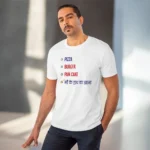 Men's PC Cotton Pizza Burger Pan Cake Maa Ke Hath Ka Khana Printed T Shirt (Color: White, Thread Count: 180GSM) - Image 6
