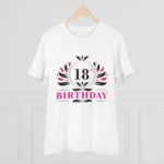 Men's PC Cotton 18th Birthday Printed T Shirt (Color: White, Thread Count: 180GSM) - Image 3