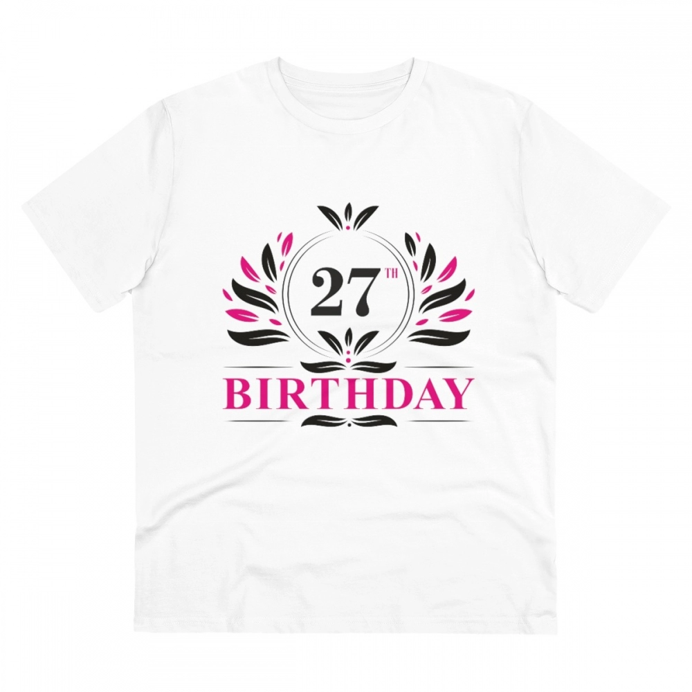 52061378025_9cfbbfcb99_o_d-1000x1000-1.webp Men's PC Cotton 27th Birthday Printed T Shirt (Color: White, Thread Count: 180GSM) - Image 1