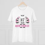 Men's PC Cotton 37th Birthday Printed T Shirt (Color: White, Thread Count: 180GSM) - Image 3