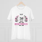Men's PC Cotton 50th Birthday Printed T Shirt (Color: White, Thread Count: 180GSM) - Image 3