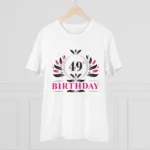 Men's PC Cotton 49th Birthday Printed T Shirt (Color: White, Thread Count: 180GSM) - Image 3