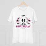 Men's PC Cotton 44th Birthday Printed T Shirt (Color: White, Thread Count: 180GSM) - Image 3