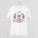 Men's PC Cotton 58th Birthday Printed T Shirt (Color: White, Thread Count: 180GSM) - Image 3