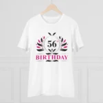 Men's PC Cotton 56th Birthday Printed T Shirt (Color: White, Thread Count: 180GSM) - Image 3