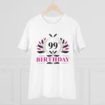 Men's PC Cotton 99th Birthday Printed T Shirt (Color: White, Thread Count: 180GSM) - Image 3