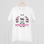 Men's PC Cotton 96th Birthday Printed T Shirt (Color: White, Thread Count: 180GSM) - Image 3