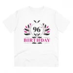 Men's PC Cotton 96th Birthday Printed T Shirt (Color: White, Thread Count: 180GSM)