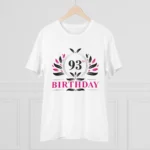 Men's PC Cotton 93rd Birthday Printed T Shirt (Color: White, Thread Count: 180GSM) - Image 3