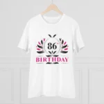 Men's PC Cotton 86th Birthday Printed T Shirt (Color: White, Thread Count: 180GSM) - Image 3
