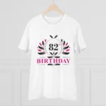 Men's PC Cotton 82nd Birthday Printed T Shirt (Color: White, Thread Count: 180GSM) - Image 3