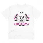 Men's PC Cotton 79th Birthday Printed T Shirt (Color: White, Thread Count: 180GSM)