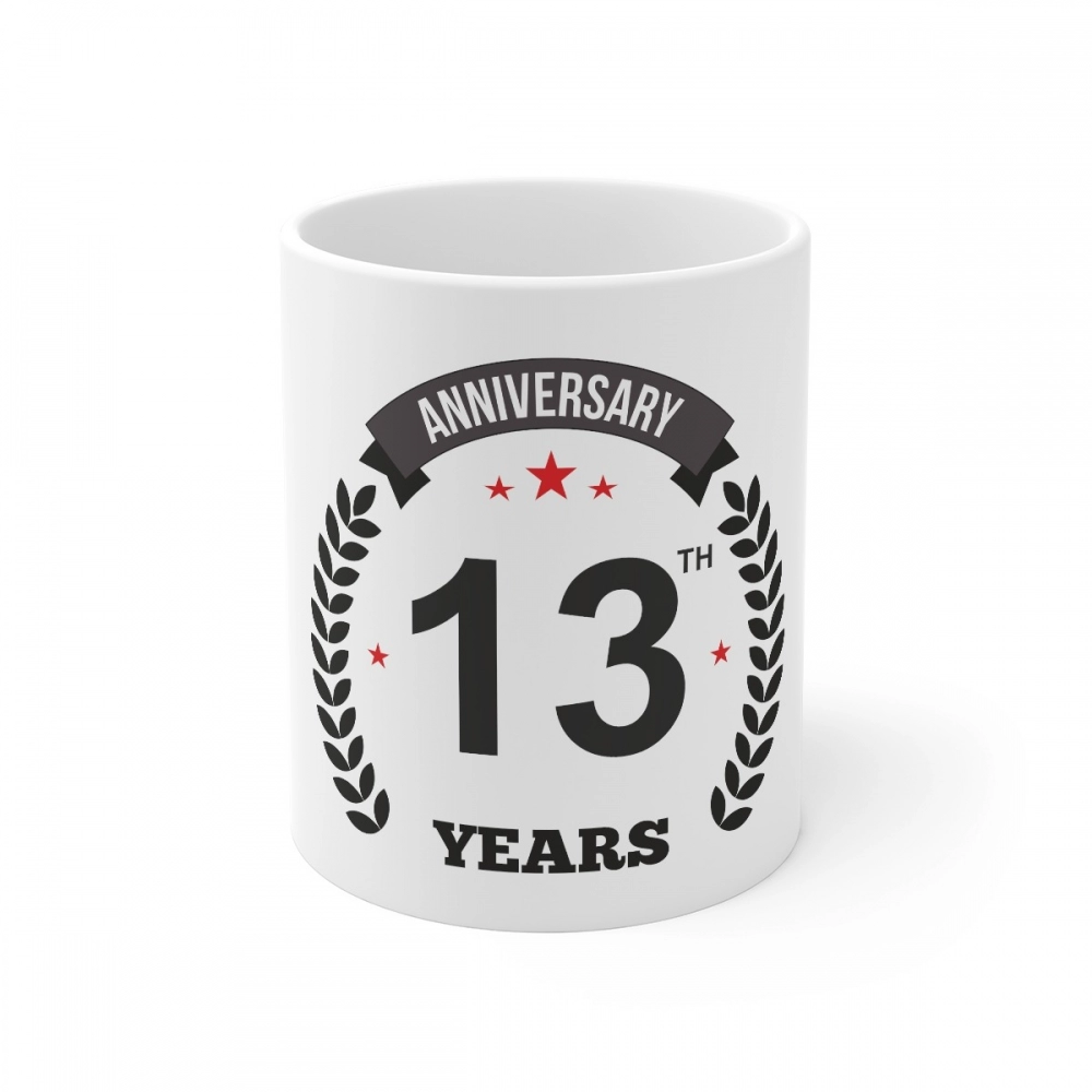 52163581432_5ac4b5acd0_o_d-1000x1000-1.webp Ceramic 13th Anniversary Printed Coffee Mug (Color: White, Capacity:330ml) - Image 1