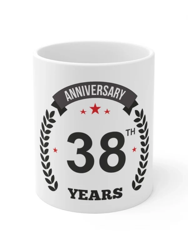 Ceramic 38th Anniversary Printed Coffee Mug (Color: White, Capacity:330ml)