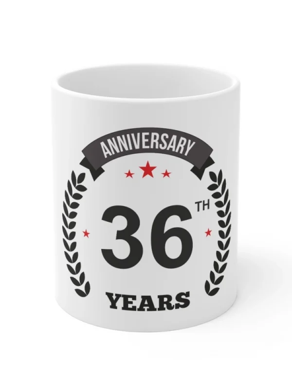 Ceramic 36th Anniversary Printed Coffee Mug (Color: White, Capacity:330ml)
