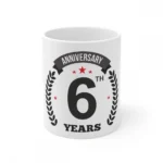 Ceramic 6th Anniversary Printed Coffee Mug (Color: White, Capacity:330ml)