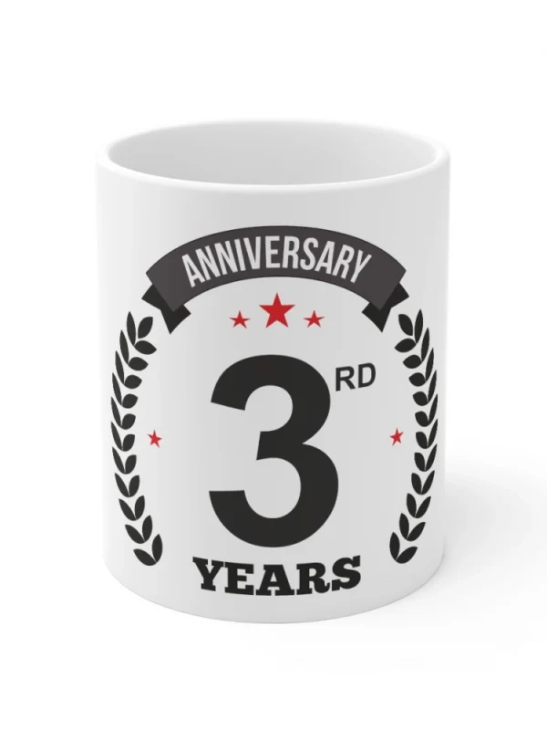Ceramic 3rd Anniversary Printed Coffee Mug (Color: White, Capacity:330ml)