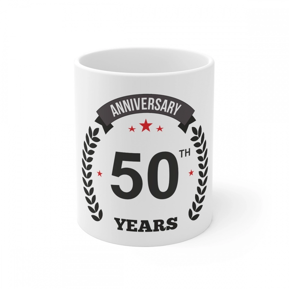 52164904904_bbe40a933c_o_d-1000x1000-1.webp Ceramic 50th Anniversary Printed Coffee Mug (Color: White, Capacity:330ml) - Image 1