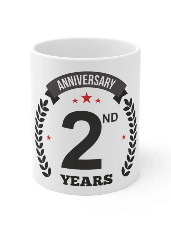 Ceramic 2nd Anniversary Printed Coffee Mug (Color: White, Capacity:330ml)