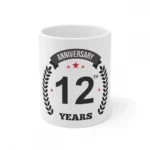 Ceramic 12th Anniversary Printed Coffee Mug (Color: White, Capacity:330ml)