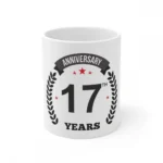 Ceramic 17th Anniversary Printed Coffee Mug (Color: White, Capacity:330ml)