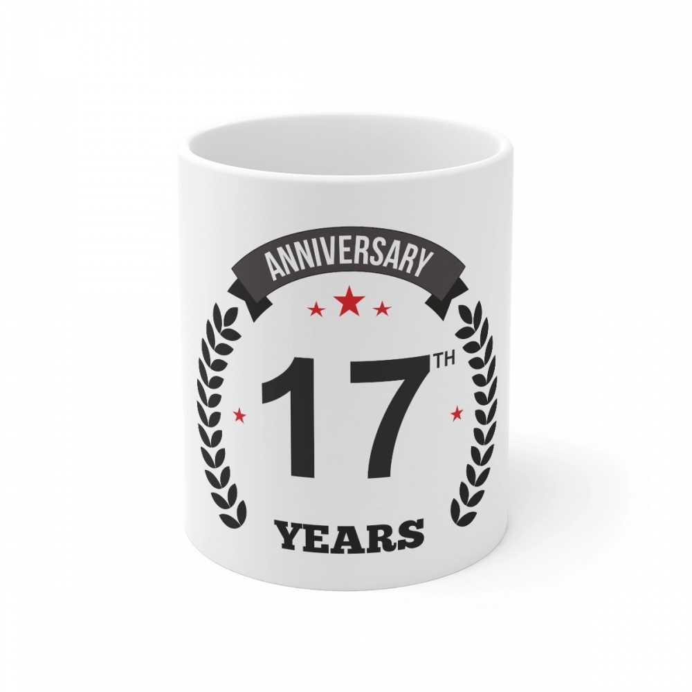 52165103875_79e8c6fe3d_o_d-1000x1000-1.webp Ceramic 17th Anniversary Printed Coffee Mug (Color: White, Capacity:330ml) - Image 1